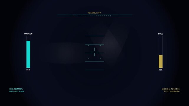 Futuristic spaceship cockpit heads up display with navigation data