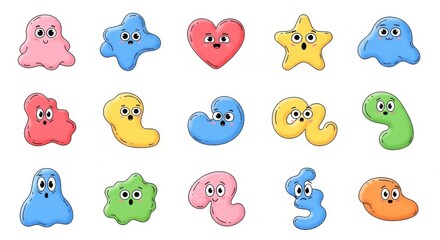Fototapeta premium colorful cartoon blobs with eyes