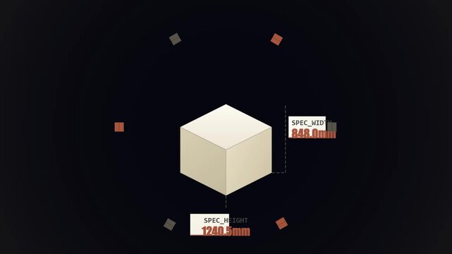 3D Animated Isometric Cube Showing Real Time Dynamic Dimensional Data