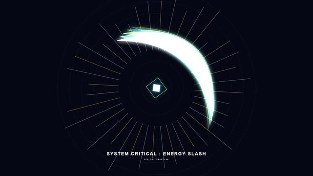 Futuristic digital interface showing a glowing energy slash animation