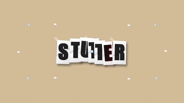 Animated stutter text effect with shaking letters on paper background