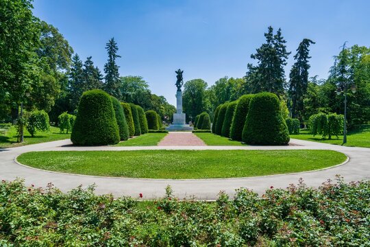 Monument of Gratitude to France located in Kalemegdan Park in Belgrade Serbia surrounded by landscaped gardens and trees