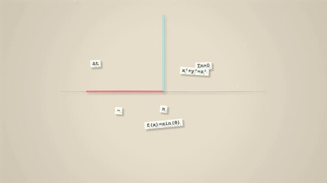 3D cartesian coordinate system with rotating mathematical equations