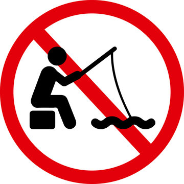 No fishing allowed warning sign forbidden restriction icon vector