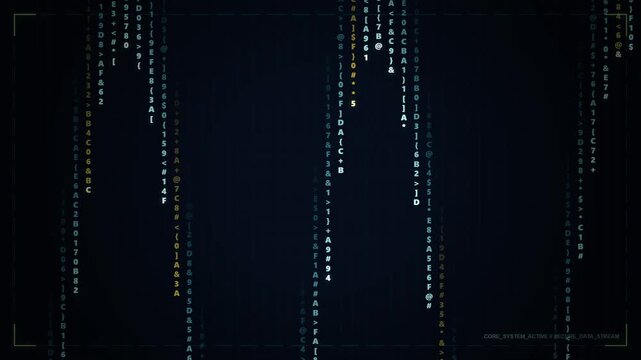 Abstract Digital Background with Falling Matrix Code Stream Animation