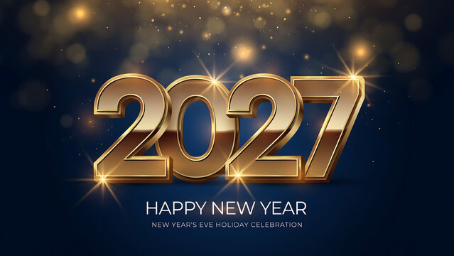 Golden 2027 New Year Typography With Sparkle Effects A Festive Holiday Celebration Design years text font gold gilt