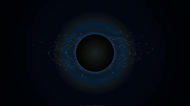 Abstract Atom Structure with Orbital Energy Rings and Glowing Particles