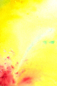 A vibrant and colourful watercolour abstract painting on canvas painted with wild and free brush strokes
