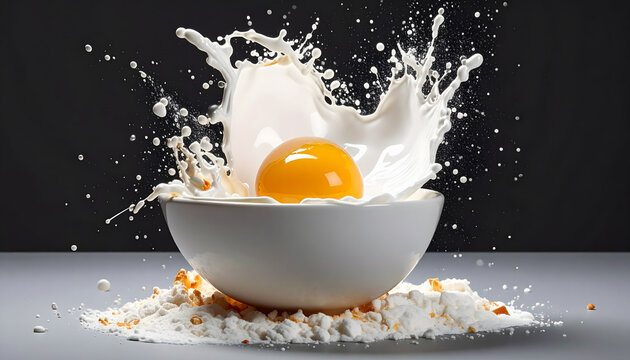 Cracking fresh egg into bowl for home cooking baking preparation with natural ingredient close up scene