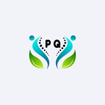 PQ initials modern and minimalist abstract logo with human and leaf elements
