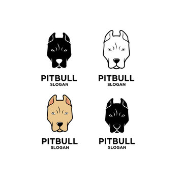 Pitbull Dog Head Logo Icon Set Vector Design for Mascot and Branding
