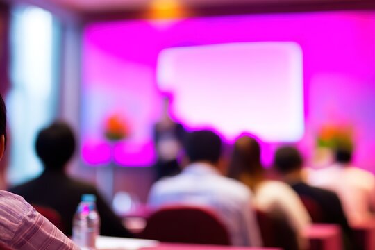 Corporate seminar audience listening attentively. Business professionals attending a keynote presentation in a modern conference hall.