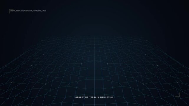 Digital Geometric Terrain Simulation with Moving Wireframe Grid Overlay