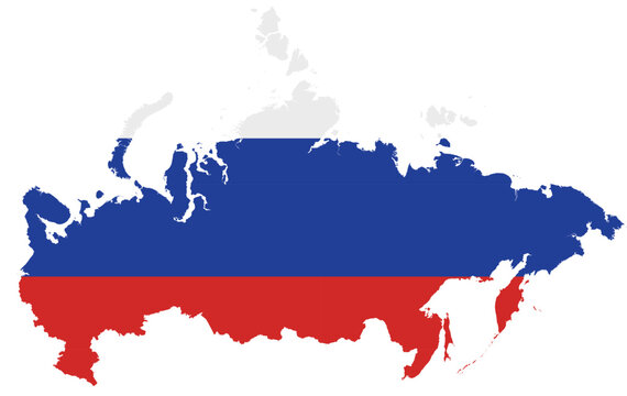 Russia flag border map vector