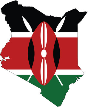 Kenya flag border map vector