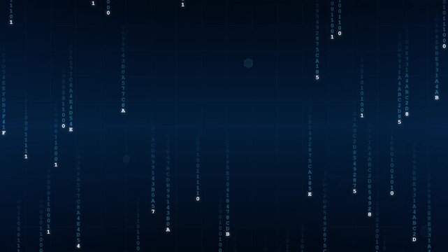 Digital Matrix Code Rain Falling With Binary Data Background Animation