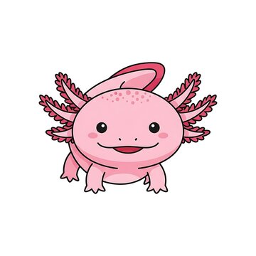 Cute pink pig with curly tail and bow.