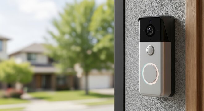 Modern Smart Doorbell with Camera and Home Security System.