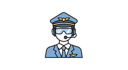 Professional airplane pilot avatar in blue uniform © vanc