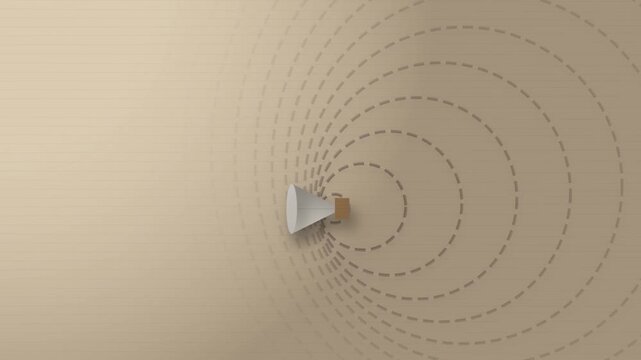 Megaphone Creating Concentric Sound Waves on Minimalist Background
