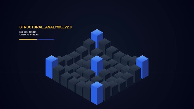 3D Data Visualization Showing Structural Analysis of Digital Blue Blocks