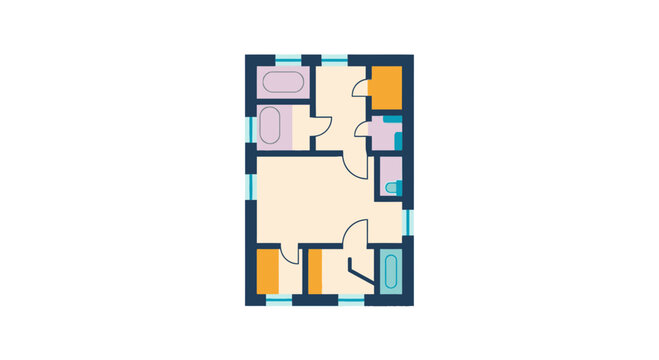 Architectural apartment floor plan with rooms and furniture layout