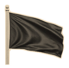 Fototapeta premium Waving black flag on a flagpole, a symbol of anarchy or surrender, illustrated in a vintage halftone or retro comic book art style