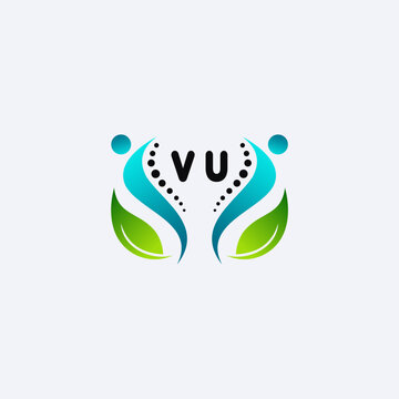VU initials modern and minimalist abstract logo with human and leaf elements