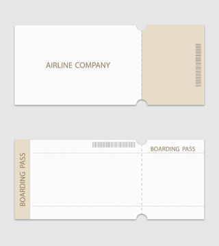  Airline ticket template on a white background.