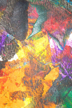 A vibrant and colourful oil and acrylic abstract painting on painted with wild and free brush strokes