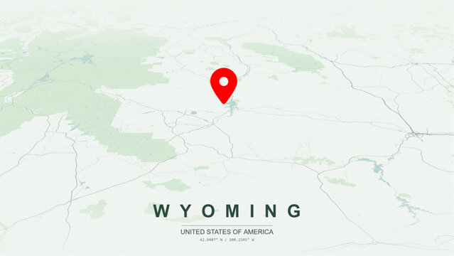 Modern minimalist vector map of Wyoming, USA. High-quality scalable illustration of Wyoming state boundaries, Yellowstone and Grand Teton geographic valleys for posters design.