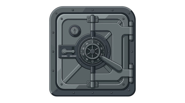 Secure Bank Vault Door with Combination Lock and Handle