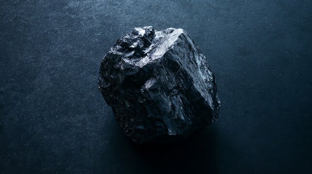 Coal sits on a dark surface. You can see it from above and have extra space.