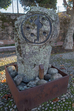 Mandalas sculpted on stones of Celtic origin, Jarandilla, Spain