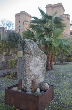Mandalas sculpted on stones of Celtic origin, Jarandilla, Spain