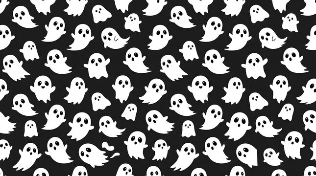 Cute Halloween ghost pattern spooky and adorable seamless design for festive celebrations