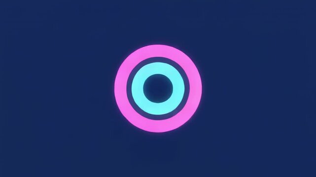Abstract geometric circles and dots dancing in dark space with soft neon glow and subtle motion