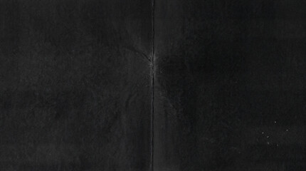 Fototapeta premium Gritty Folded Paper Texture Overlay. Distressed Creased Black Paper Background. Grunge Analog Scan Surface, Film Texture