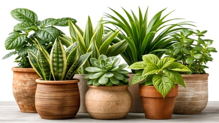 Fototapeta premium Grouping of diverse potted houseplants and succulents