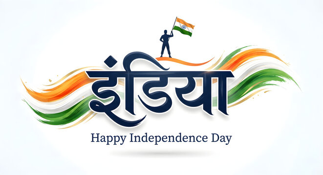India Independence day typography logo banner poster concept on background. 