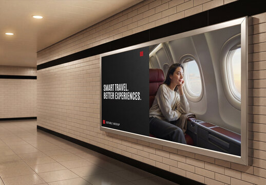 Subway Wall Billboard PSD Mockup