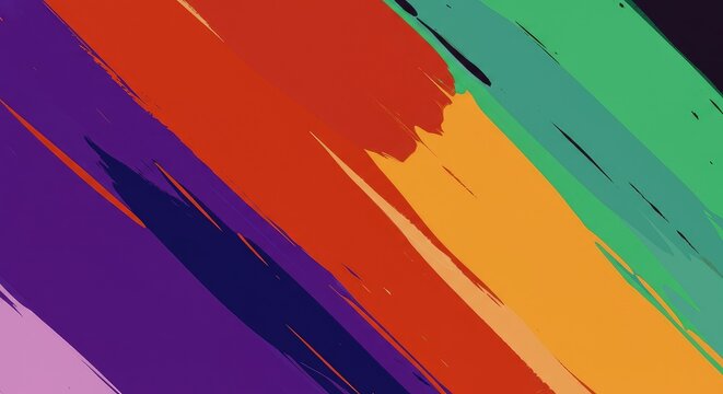 Bold vibrant non-objective abstract artwork featuring sweeping brushstrokes, dynamic forms, and intense color juxtapositions on a canvas texture, abstract, liquid, conceptual