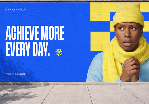 Outdoor Wall Advertising Billboard Mockup