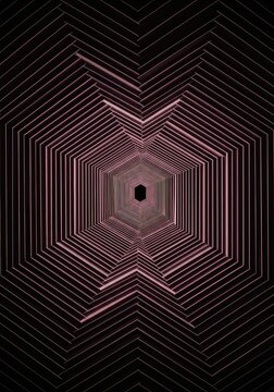 Complex dynamic abstract geometric pattern creating a dizzying visual illusion of impossible depth and shifting perspective background texture, surface, optical, depth