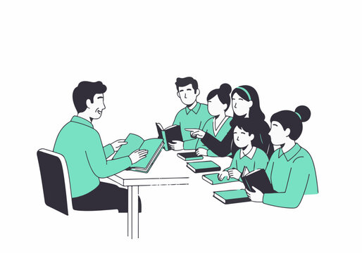 Diverse people participating in a literacy program or book club