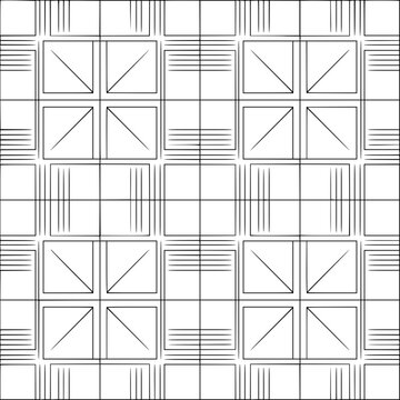 Seamless geometric pattern of thin black lines on cream background, Scandinavian minimalist style, modern textile design, perfectly tileable.
