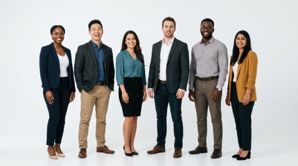 Obraz premium Diverse group of business people standing together, isolated on white background