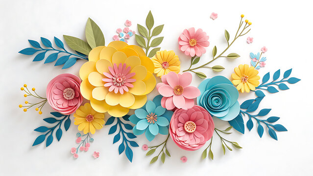 Colorful handcrafted paper flower bouquet arrangement