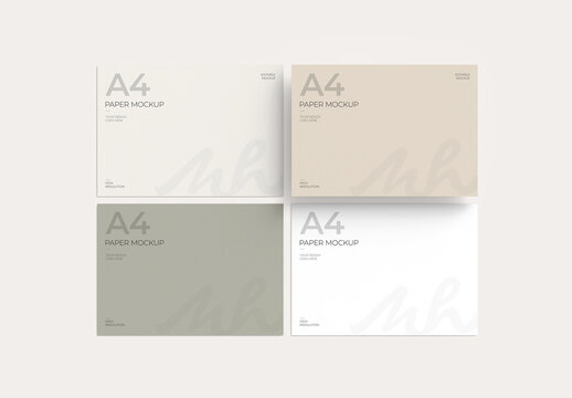 Landscape A4 Paper Mockup Set