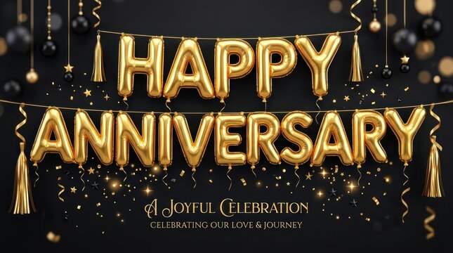 Golden anniversary celebration with joyful people and festive decorations